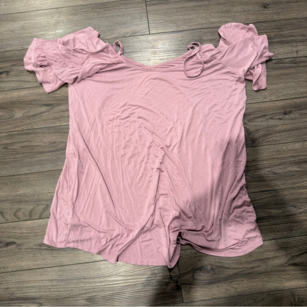 torrid Dusty Pink Short Sleeve Tie-Shoulder Top